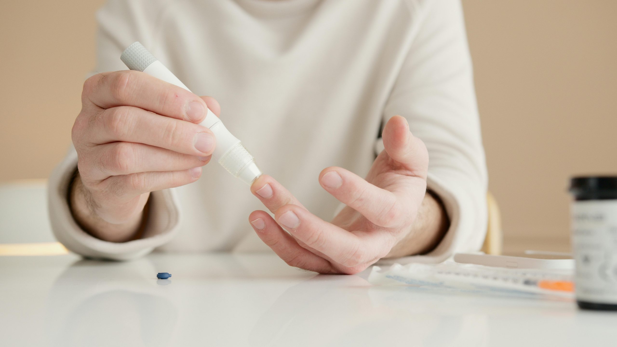 Person checking their blood sugar