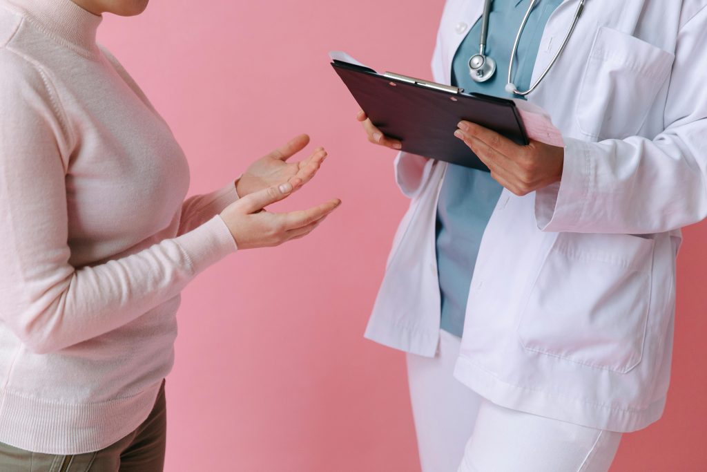 Patient talking to a doctor
